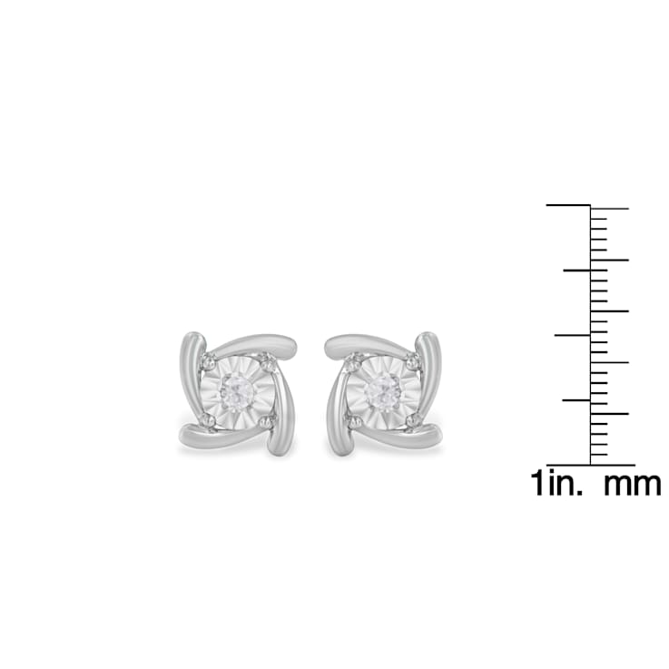 0.10ctw Round-Cut Near Colorless Diamond Sterling Silver Square Pinwheel
Stud Earrings