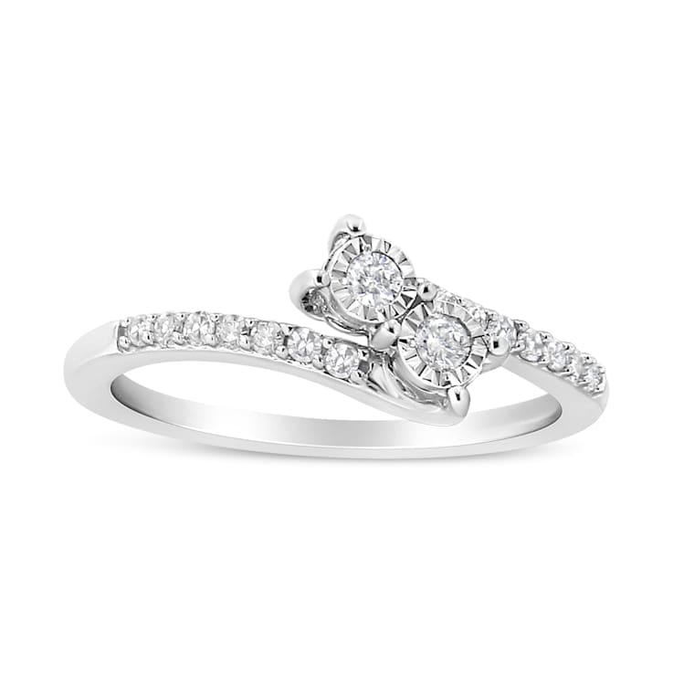 0.25ctw Round Miracle-Set Two-Diamond 10K White Gold Ring