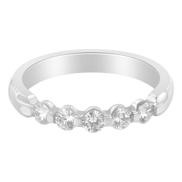 14K White Gold 1/2ctw Diamond 5-Stone Band Ring (H-I Clarity, SI2-I1 Color)
