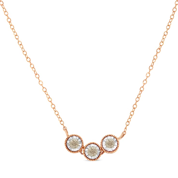 10K Gold Over Sterling Silver Two-tone 1/4ctw Miracle-Set Champagne
Diamond Triple Circle Necklace