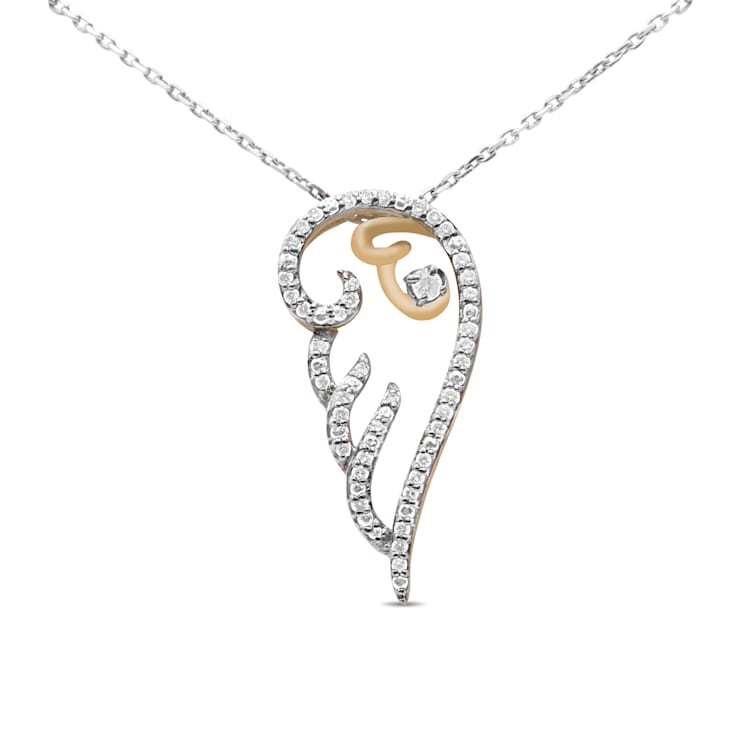 10K Yellow Gold Over Sterling Silver 1/4ctw Diamond Angel Wing Necklace
(H-I Color, I1-I2 Clarity)