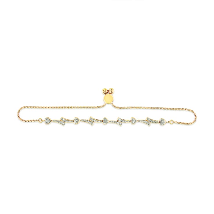 14K Yellow Gold Plated Sterling Silver Diamond Accent 6" to 9"
Adjustable Bolo Bracelet (I-J, I2-I3)
