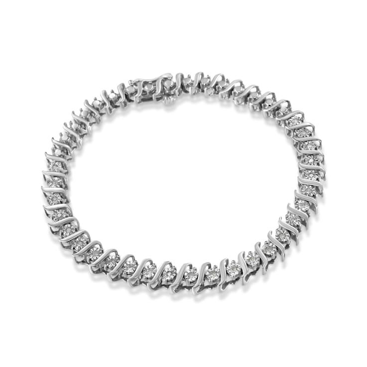 Sterling Silver .25ctw Diamond Miracle-Set "S" Link Tennis Bracelet