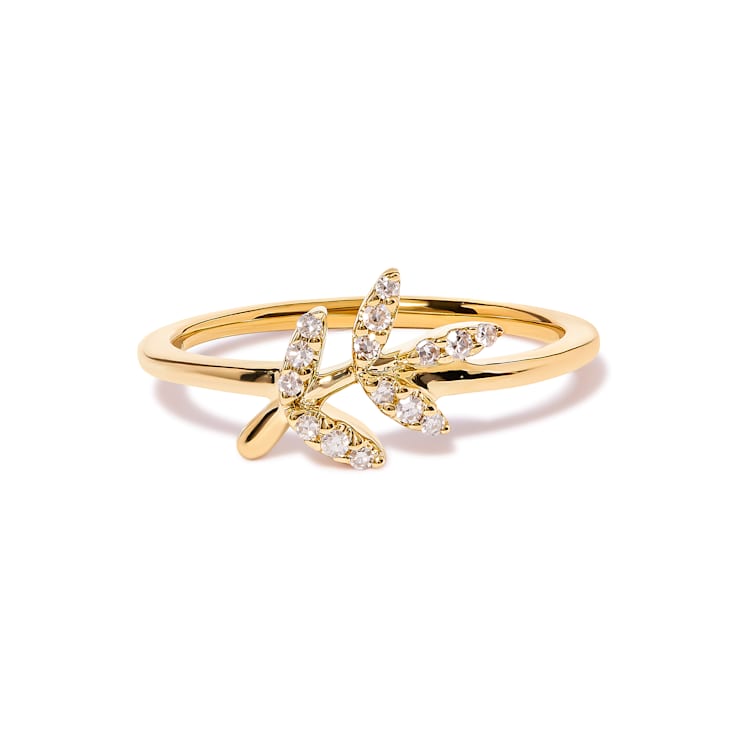 10K Yellow Gold 1/10ctw Diamond Leaf and Branch Ring (H-I Color, I1-I2 Clarity)