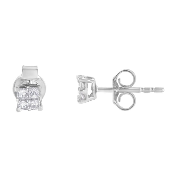 10K White Gold Diamond Composite Stud Earring 1/4ctw