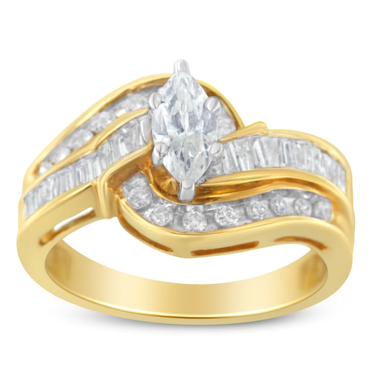 14K Yellow Gold Mixed Shapes Diamond Bypass Ring (1 cttw, H-I Color,
SI1-SI2 Clarity)
