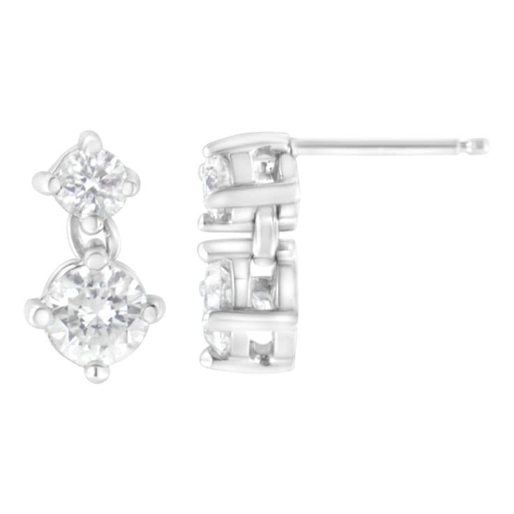 14K White Gold 1.0ctw Double Diamond Stud Earrings