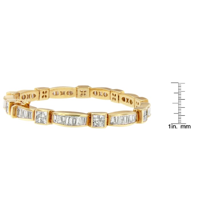 14K Yellow Gold 7.33ctw Multi--Cut Diamond Box Square Link Bracelet