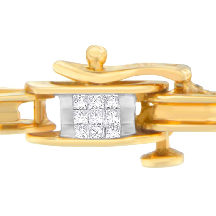 14K Yellow Gold 1.0ctw Princess Cut Diamond Chain Link Bracelet