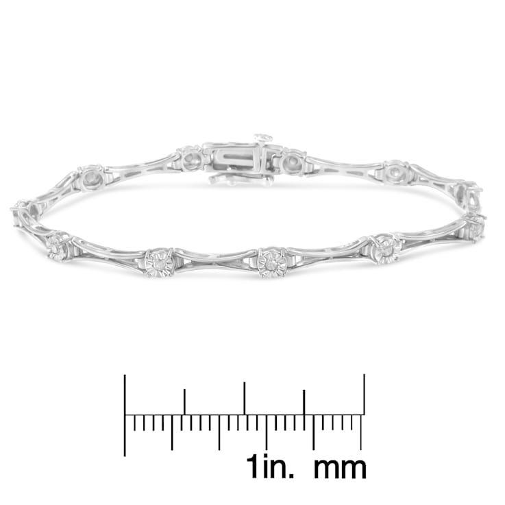 Sterling Silver 1/4 Cttw Diamond Flared-Bar 7" Link-Style Tennis
Bracelet (I-J, I3)