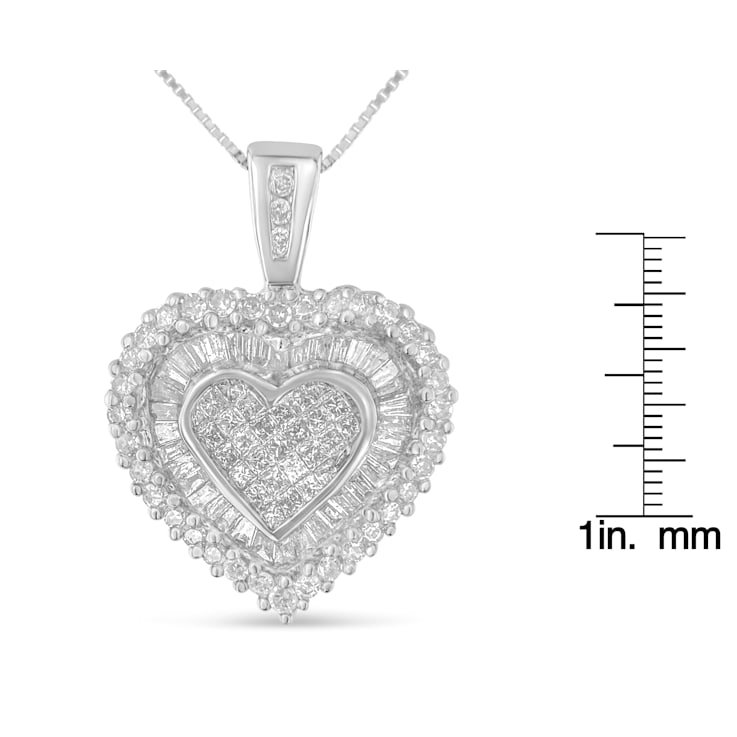 10K White Gold 1.0ctw Multi Cut Diamond Heart Pendant With Chain(H-I, I1-I2)