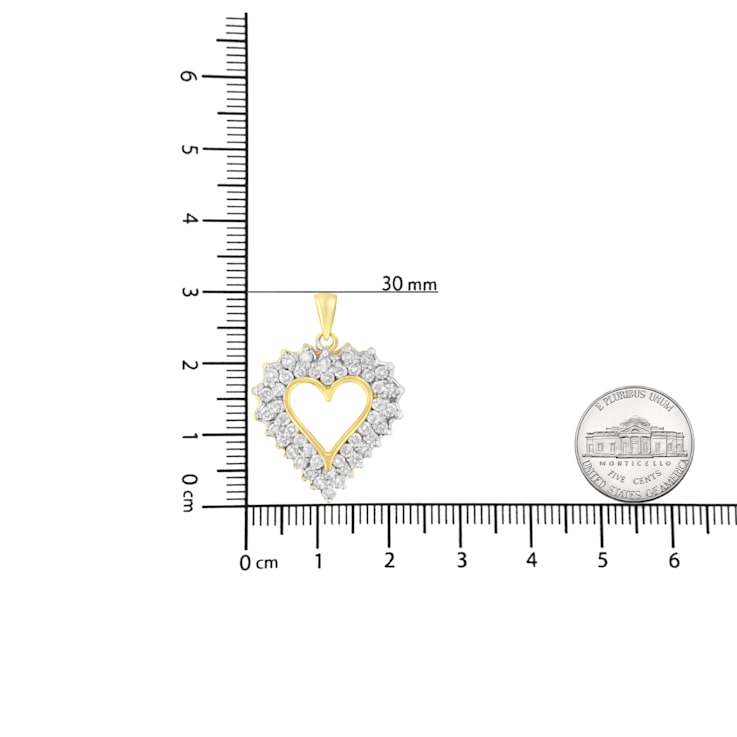 14K Yellow Gold Over Sterling Silver 4.0ctw Diamond Two Row Open Heart
18" Pendant w\chain