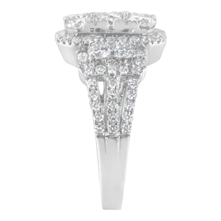 14K White Gold 2 1/4ctw Diamond Cocktail Cluster Ring (G-H Color, SI2-I1
Clarity) - Size 7