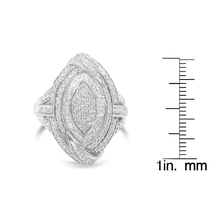 Sterling Silver 1-1/8ctw Diamond Marquise Cluster Triple Halo Knot Ring
(I-J Color, I2-I3 Clarity)