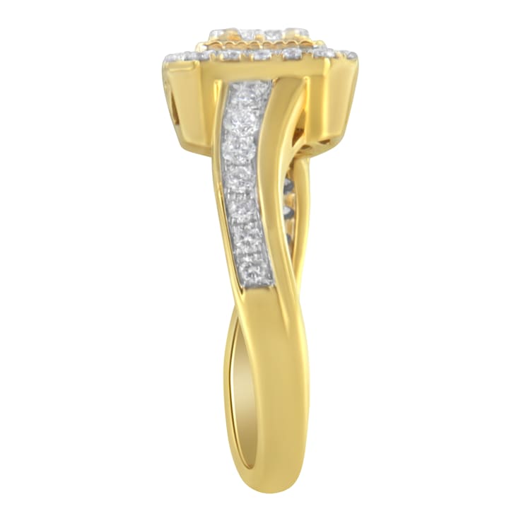 10K Yellow Gold Diamond Cocktail Ring (5/8ctw, H-I Color, SI2-I1 Clarity)