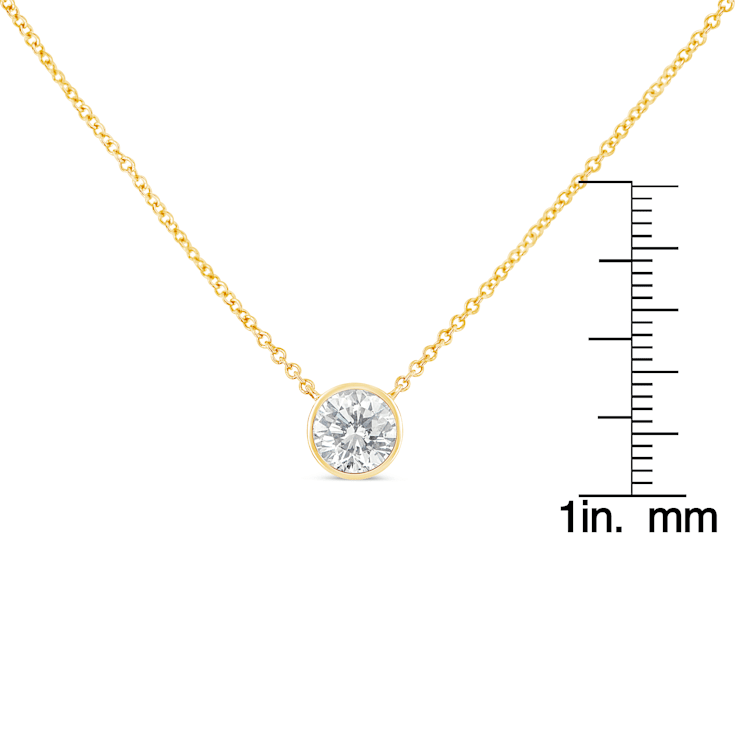 10K Yellow Gold 3/10ct Round Diamond Modern Bezel-Set Solitaire Necklace
(H-I Color, SI2-I1 Clarity)