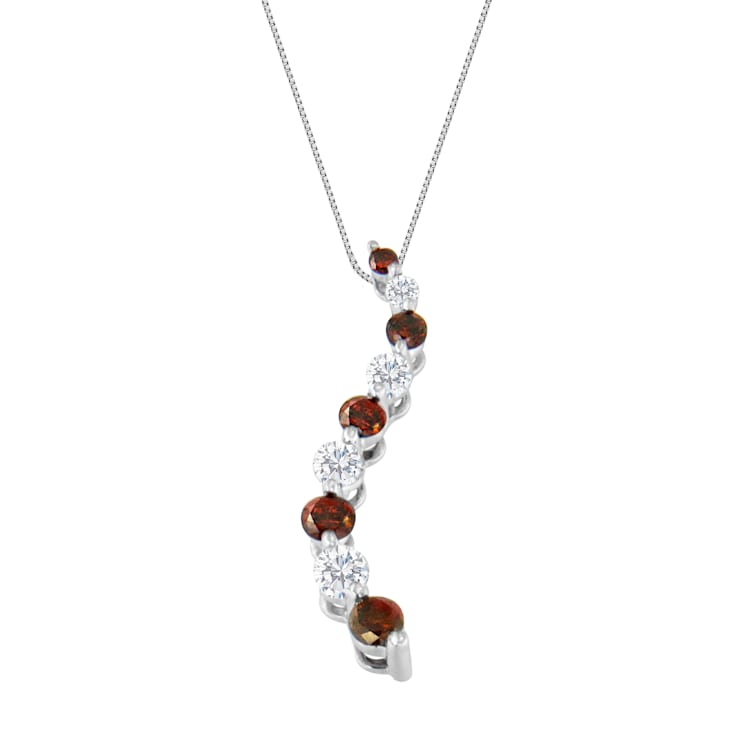 1.00ctw Red Diamond Journey 10K White Gold Necklace