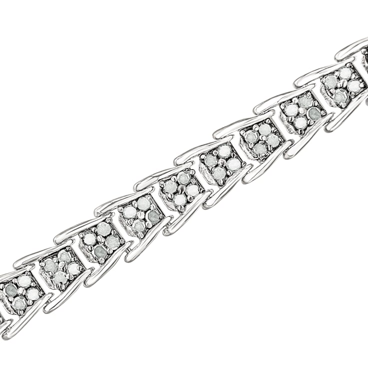 10K White Gold 2.0ctw Diamond Fan-Shaped Link Tennis Bracelet