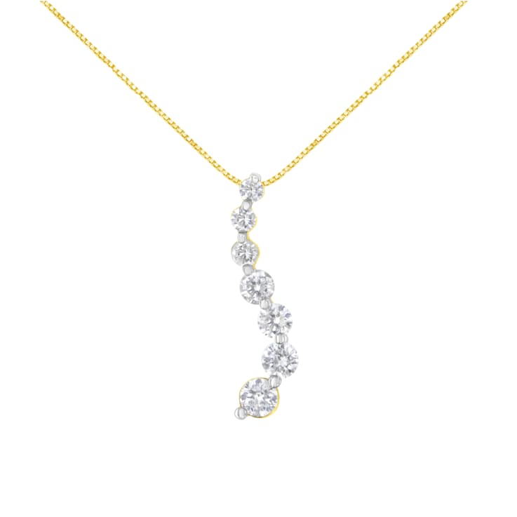 2.00ctw Baguette and Round Brilliant Cut Diamond 14K Yellow Gold Pendant
with Chain