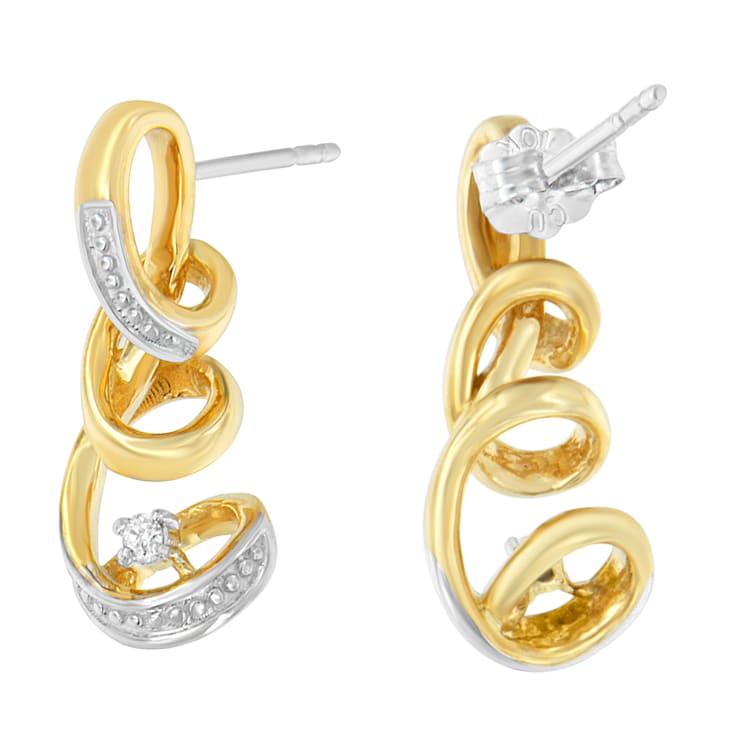 Espira 10K Two Tone Gold Round cut Diamond Earring 0.05ctw