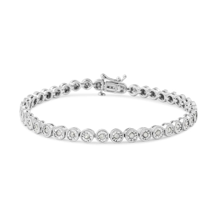 Rhodium Over Sterling Silver 1.0 Cttw Diamond Tennis Bracelet (I-J, I3)