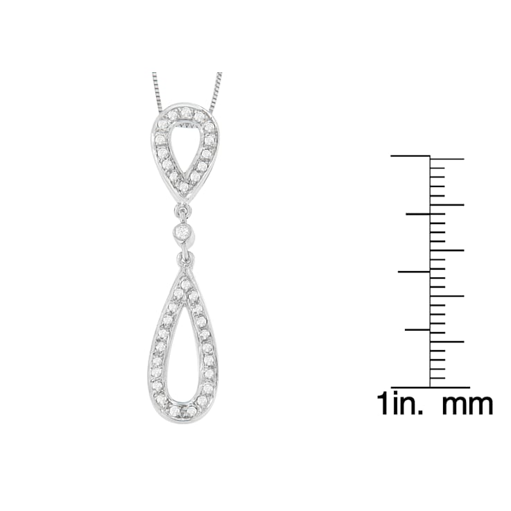 14 White Gold 1/4ctw Round Cut Diamond Double Tear Drop Pendant
w\chain(H-I, I2-I3)