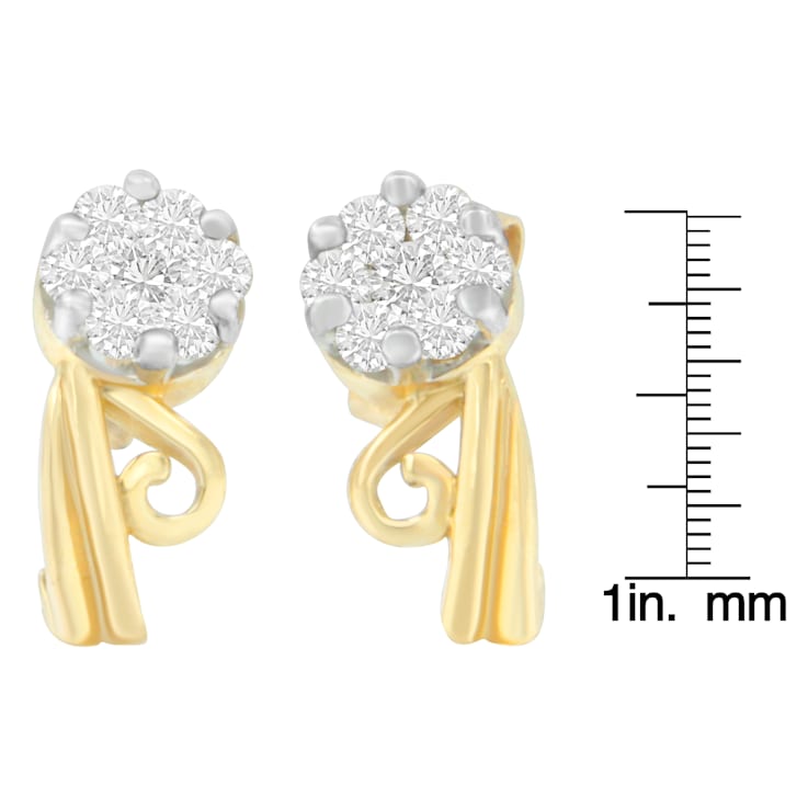 14K Yellow Gold 1/2ctw Round Cut Diamond Earrings