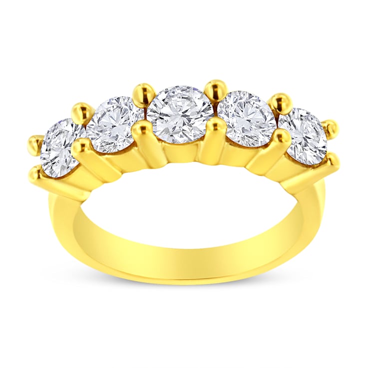 14K Yellow Gold Over Sterling Silver 2.0ctw Diamond 5 Stone Ring (J-K
Color, I1-I2 Clarity)