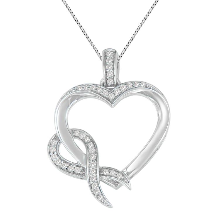 Sterling Silver 1/6ctw Diamond Heart Pendant w\chain (H-I, I1-I2)