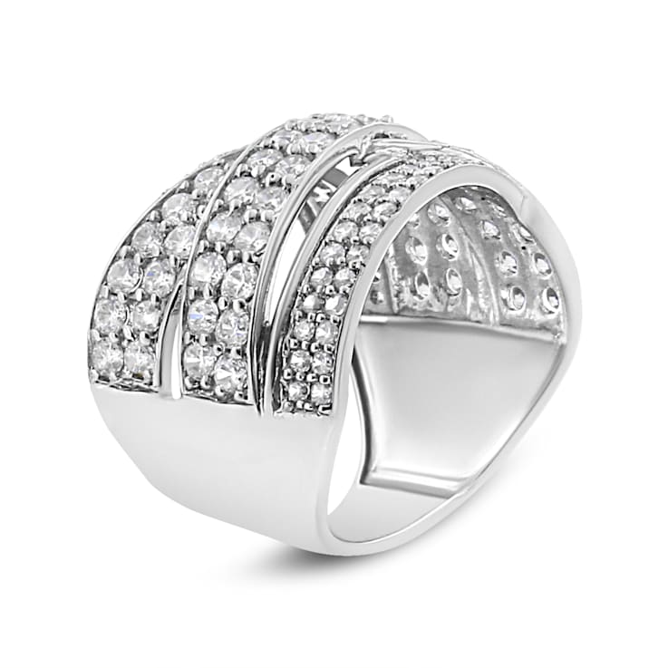 Sterling Silver 2.0ctw Round Diamond  Bypass Band Ring (I-J Color, I2-I3 Clarity)