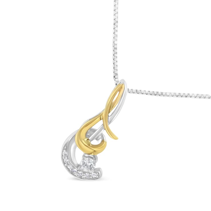 10K Two-Tone Espira 1/10ctw Round Diamond Spiral 18" Pendant
w\chain(J-K Color, I2-I3 Clarity)