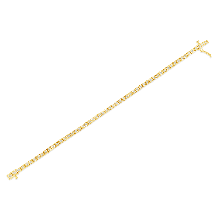 10K Yellow Gold Over Sterling Silver 1.0 Ctw Round-Cut Diamond Tennis Bracelet