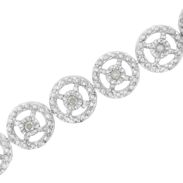 Sterling Silver 1/2ct TDW Diamond Tennis Link Bracelet (I-J,I3) - 7"
