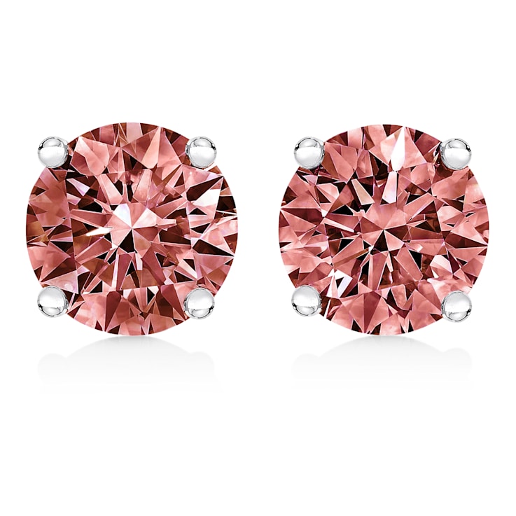 1.00ctw Lab Created Brilliant Cut Pink Diamond Solitaire 10K White Gold
Stud Earrings