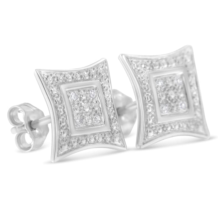 Diamond Accented Sterling Silver Halo Stud Earrings