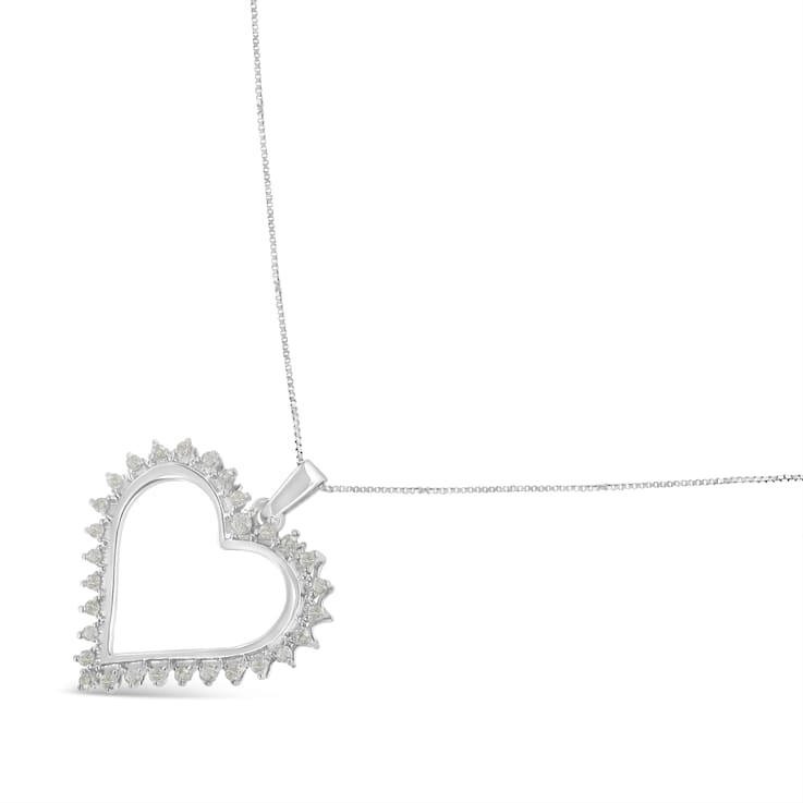 0.25ctw Diamond Open Heart Sterling Silver Necklace