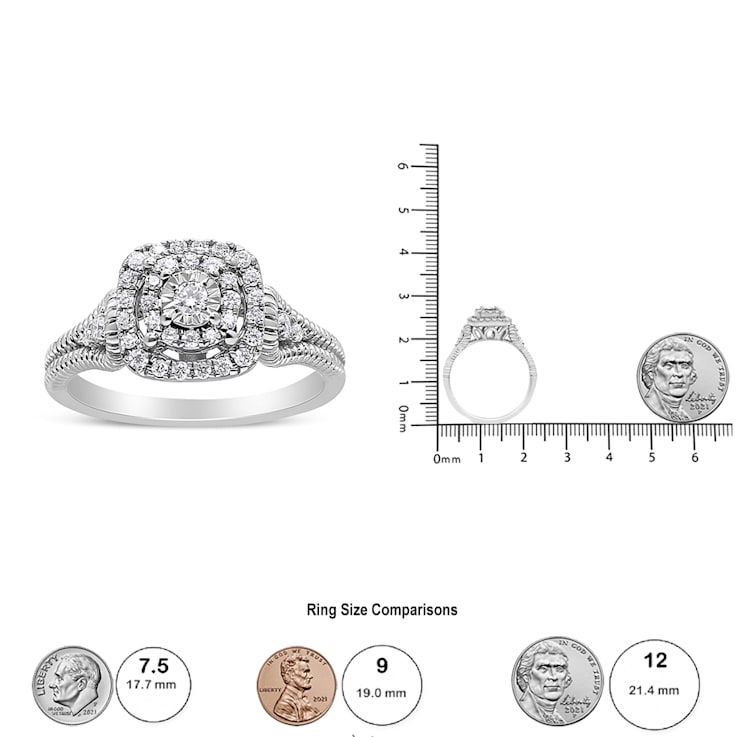 0.33ctw Miracle-Set Round Diamond Sterling Silver Ring