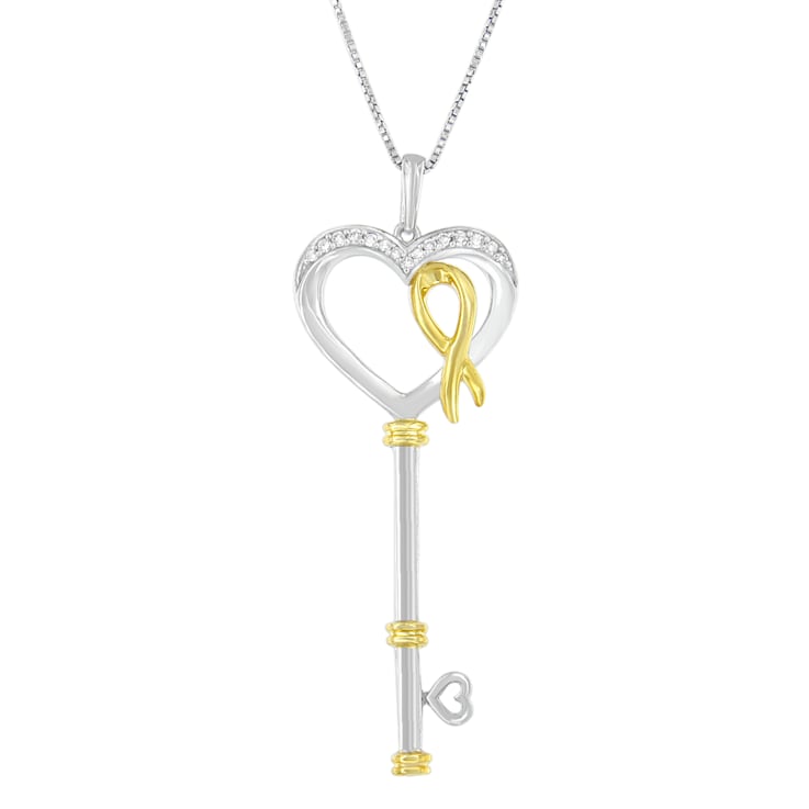 10K Two-Tone Gold Over Sterling Silver 1/10ctw Diamond Key to My Heart
Pendant w\chain(H-I, I1-I2)