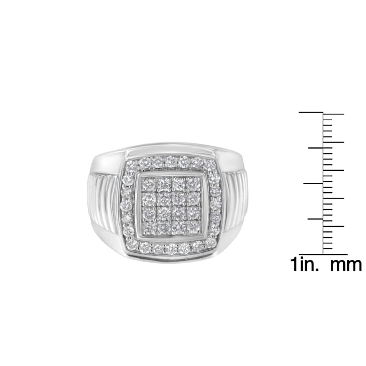 14K White Gold Men's Diamond Squared Band Ring (1 cttw, H-I Color,
SI2-I1 Clarity)