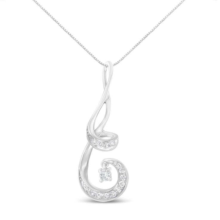10K White Gold Espira 1/5ctw Brilliant Diamond Spiral 18