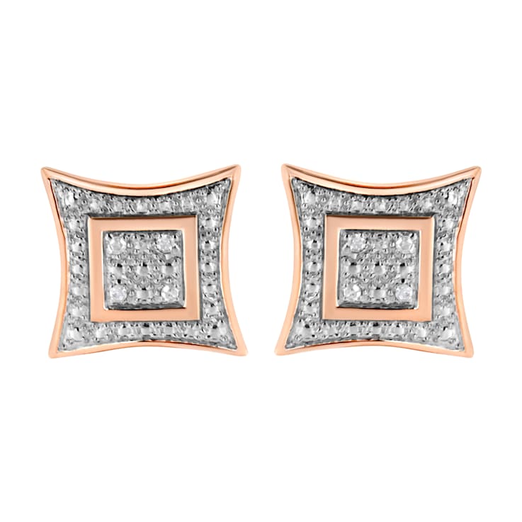 Diamond Accented 14K Rose Gold Over Sterling Silver Halo Stud Earrings