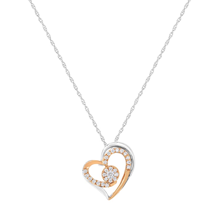 10k Rose and White Gold Plated Sterling Silver 3/8 cttw Lab