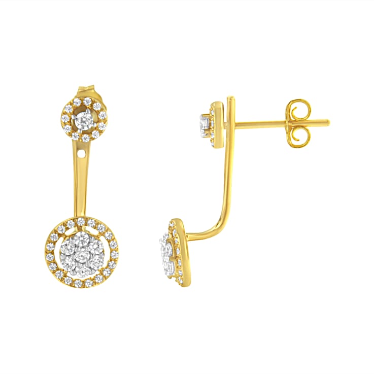 14K Yellow Gold Over Sterling Silver 5/8ctw Diamond Removable Stud and
Dangle Earrings