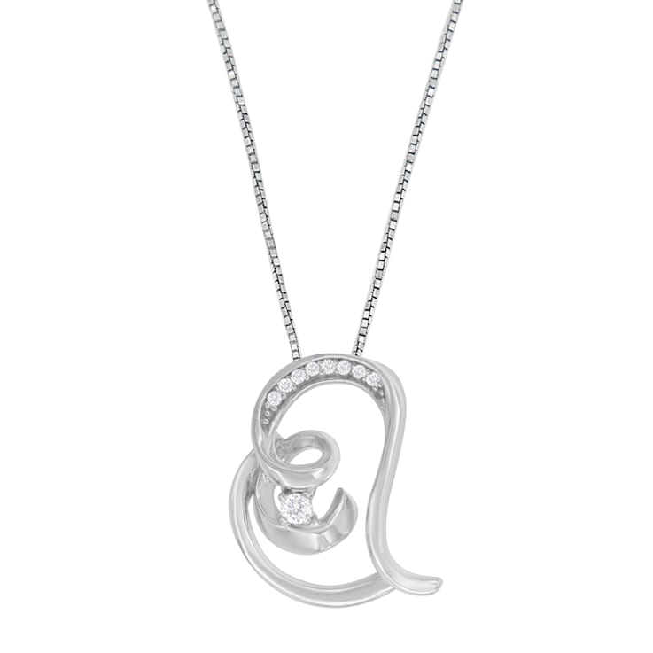 10K White Gold Diamond Accent Espira Open Spiral Twist Heart 'Rings of
Love' 18" Pendant w\chain