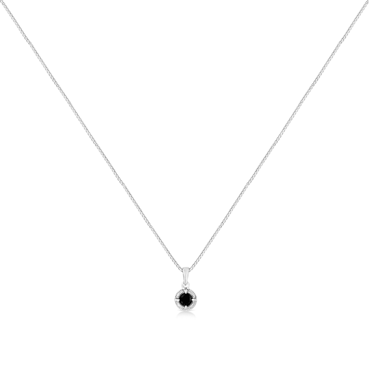 Sterling Silver 1/3ctw Black Diamond Solitaire 18" Pendant
w\chain(Black Color, I1-I2 Clarity)