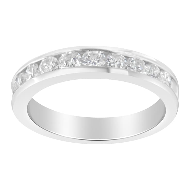 18K White Gold IGI Certified 1.0ctw Diamond Channel-Set Half-Eternity
Band(E-F Color, I1-I2 Clarity)