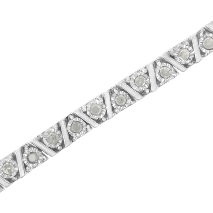 Sterling Silver 1 cttw Miracle-Set Diamond Tennis Bracelet (I-J, I3) - 7.25"