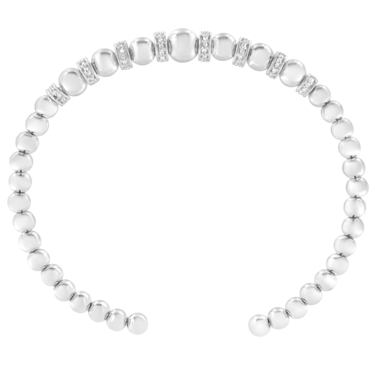 Sterling Silver 1/4 cttw Diamond Ball Bead Bangle Bracelet (I-J, I2-I3)
- 7"