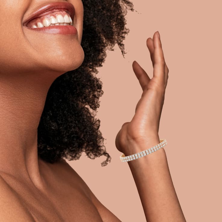 3.00ctw White Lab-Grown Diamond Two Row 14K Rose Gold Tennis Bracelet