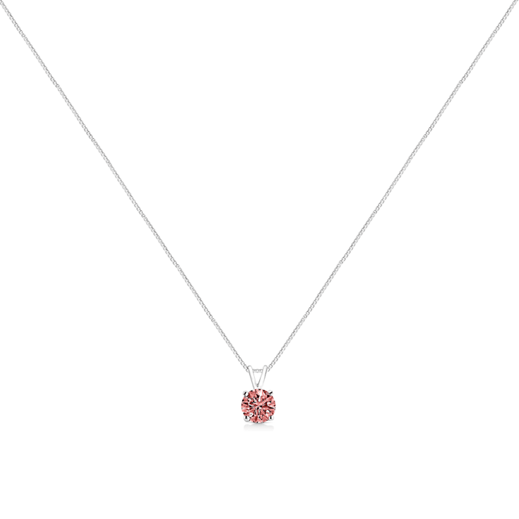 14K White Gold 1/2ctw Lab Grown Pink Diamond Solitaire Pendant
w\chain(VVS2-VS1 Clarity) - 18"